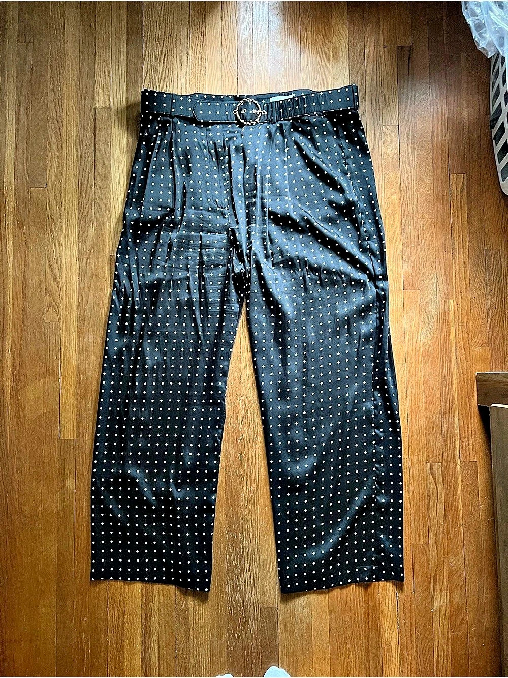 Mango Polka Dot Palazzo Pants in Black & White